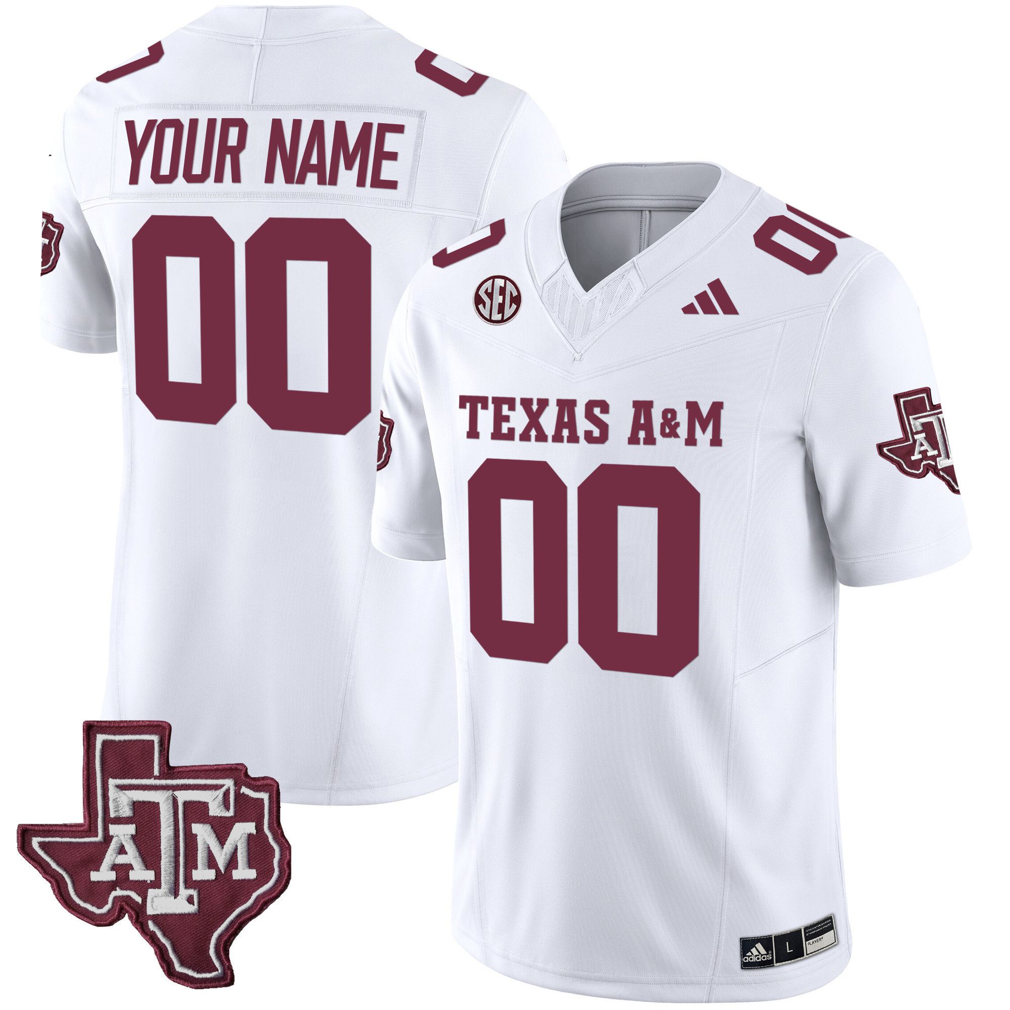 Men Texas A&M Aggies White 2024 Vapor Limited Custom NCAA Jersey->customized nfl jersey->Custom Jersey
